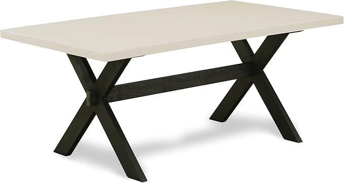 East West Furniture X627AB624-5 5 Piece Dining Room Furniture Set Includes a Rectangle Dining Table with X-Legs and 4 Black Color Linen Fabric Upholstered Chairs, 40x72 Inch, Multi-Color