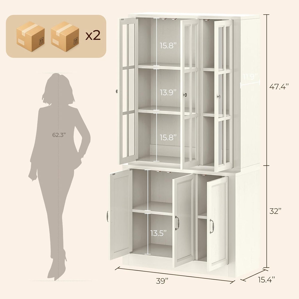 80" Modular Kitchen Pantry Cabinet, 2-in-1 Freestanding Tall Pantry Cabi...