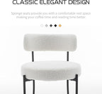 Boucle Dining Chairs Set of 4, Mid Century Modern Dining Room Chairs with Metal Legs, Upholstered Kitchen Chairs for Dining Room, Kitchen (White)