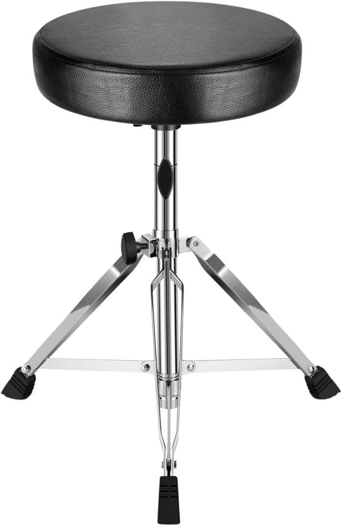Flexzion Drum Throne, Adjustable Padded Drum Stool, 12-Inch Seat, Black