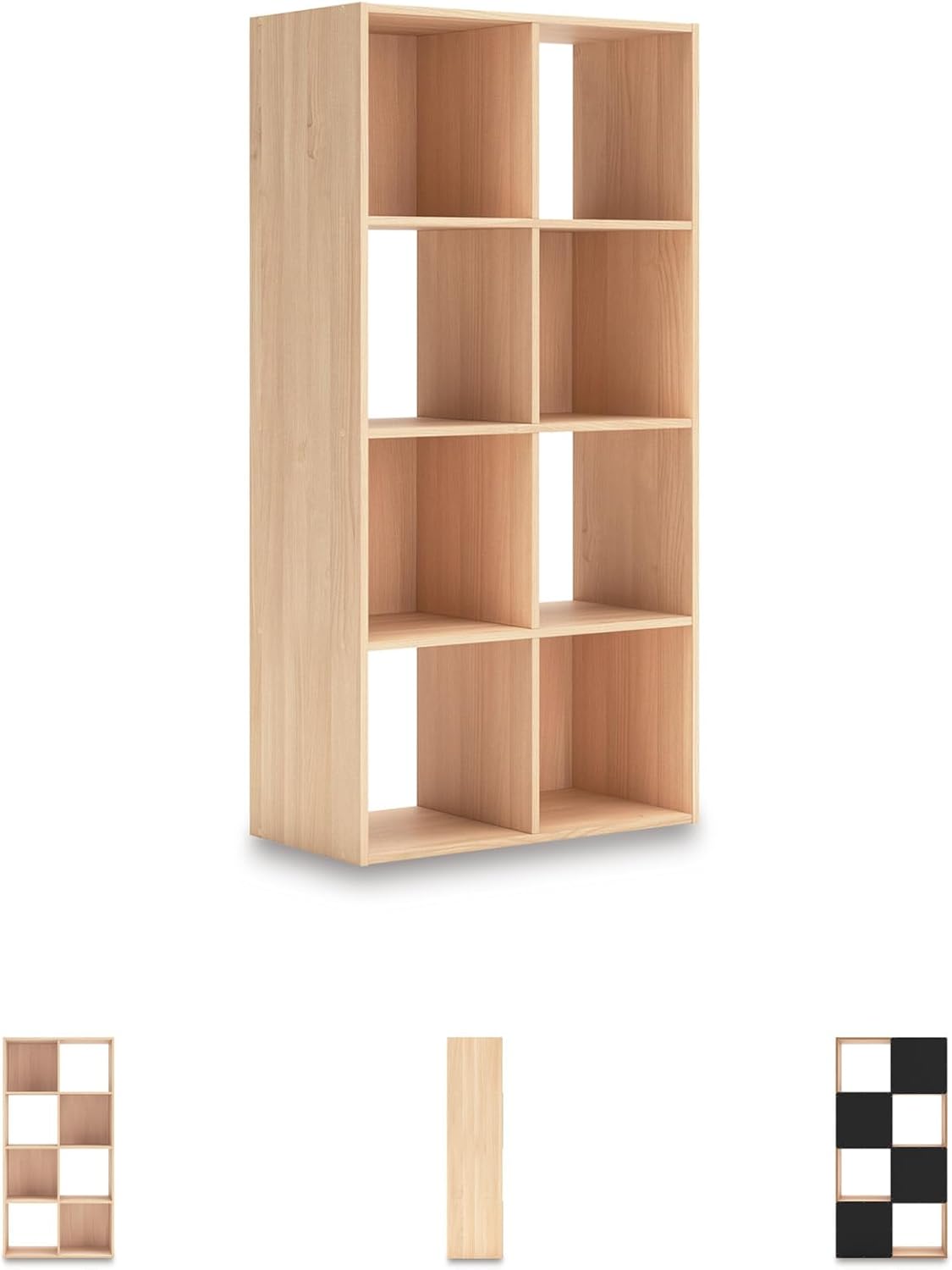 Signature Design by Ashley Piperton Contemporary 4-Tier Floor Standing 8 Cube Organizer, Wood, Works with 10.5" W x 10.5" D x 11" H Storage Bin (Sold Separately), Light Brown
