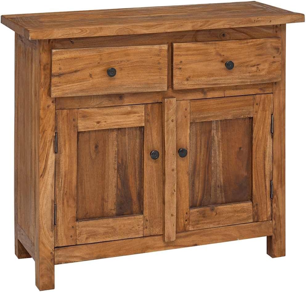 Vintage Solid Mahogany Wood Sideboard with Distressed Finish and Brass Knobs,...