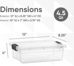 Superio Storage Bins with Lids- 8 Pack, 4.5 Qt Clear Boxes for Organizing, Stackable Plastic Containers- BPA Free, Non-Toxic, Odor Free, Organizer for Home, Office, Dorm