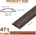 HARFINGTON 4ft Cord Cover Floor W0.6 x H0.33 Inner Channel PVC Hide Extension Cable Floor Wire Hider Wire Covers Protector for Prevent Cable Trips Cables Management, Wood Black
