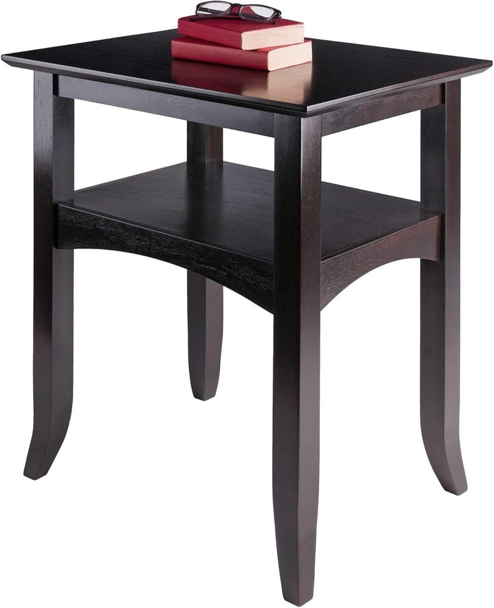 Camden Solid Wood End Table with Lower Shelf, Traditional Side Table for Livi...