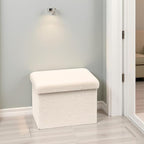 16.5 Folding Storage Ottoman Cube - Small Footrest with Sherpa Top, Multi-Functional Storage for Bedroom, Living Room,White