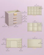 SONGMICS Jewelry Box Organizer with Glass Lid, 4-Layer Jewelry Storage, with 3 Drawers, Modern Style, Christmas Gift, 6 x 9.9 x 8.5 Inches, Lavender Purple and Gold Color UJBC161P01
