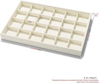 24 Grids Microfiber Jewelry Trays Ring Earrings Organizer Tray Stackable Jewelry Drawer Organizer(Beige)