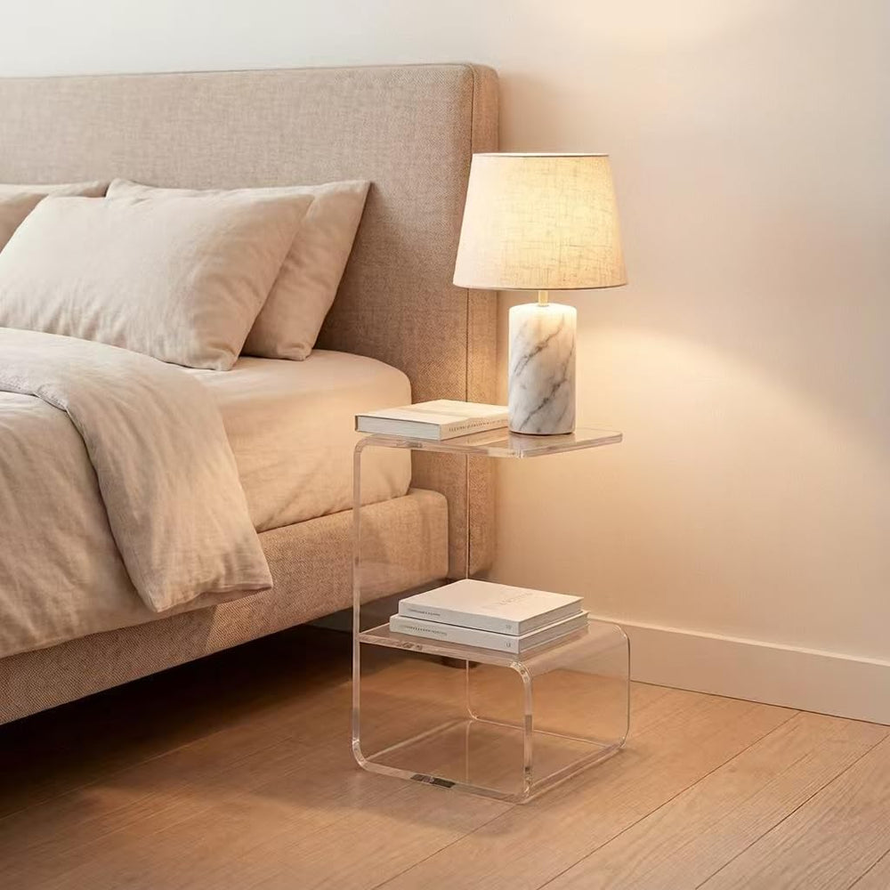 Acrylic End Table for Nightstand,21" H C-Shaped End Table for Living Roo...