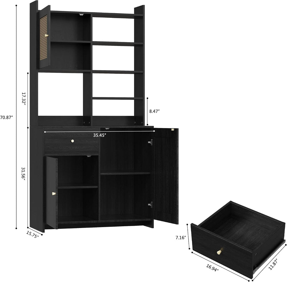IDEALHOUSE Kitchen Pantry Cabinet with Adjustable Shelf, 71" Tall Storag...