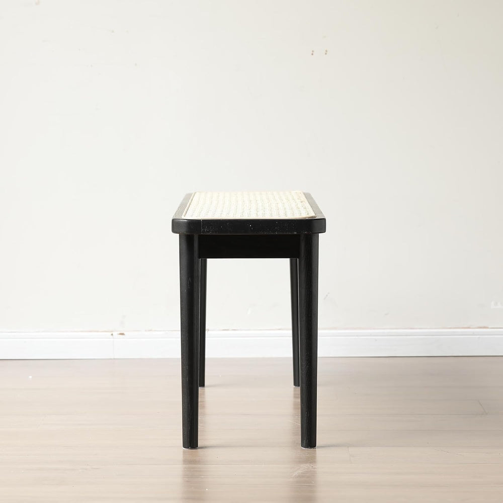 GDFStudio 47.24" Solid Oak Wood Dining Bench with Handwoven Rattan Seat,...