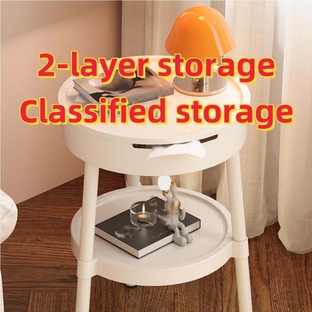 2 Tier Portable End Table, Decorative Side Table, PP Plastic Coffee Table, Mo...