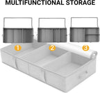 2 Packs Under Bed Storage Containers, Foldable Clothes Draw Organizers with Adjustable Dividers, Handles, Clear Window, Closet Storage Bins for Clothing, Shoes, Blankets