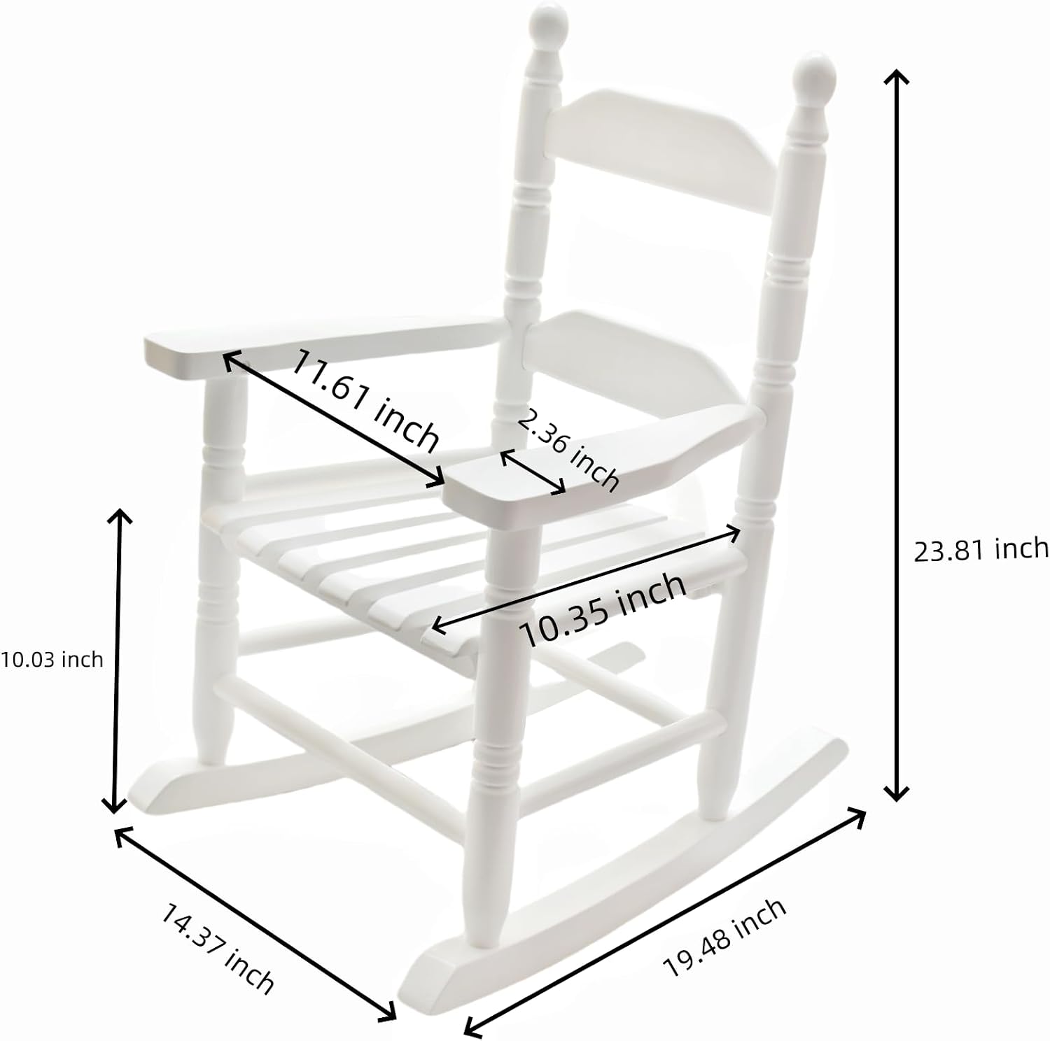 Child Rocking Chair for 3-6 Small Baby Kids Wooden Outdoor Furniture Indoor Living Room Lounge Bedroom Porch Patio Outside White