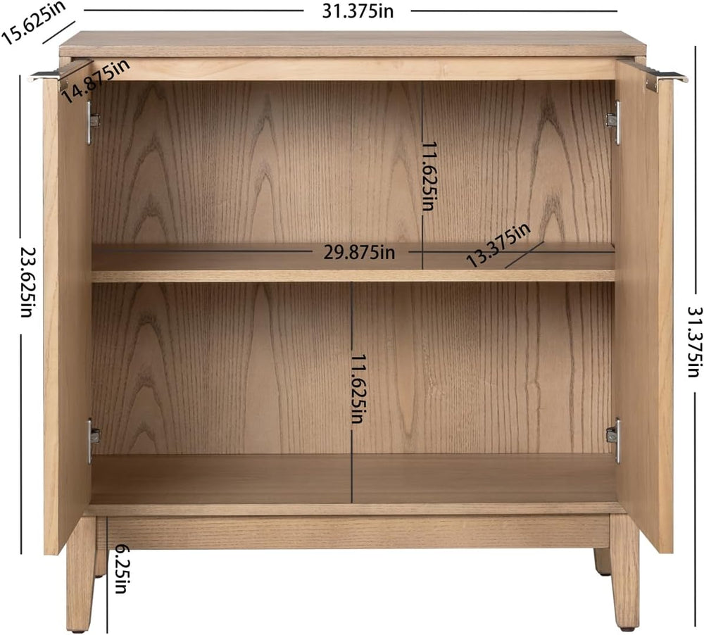 Modern Fluted Accent Credenza - Sideboard Buffet Cabinet with Doors & Adj...