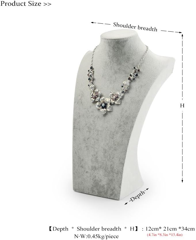 Oirlv Velvet 3-Dimensional Jewelry Stand Necklace Pendant Chain Jewelry Bust Display Holder (H13.39)