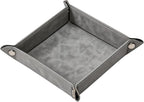 Valet Tray Desktop Storage Organizer – Vegan Leather Catchall Bedside Vanity Tray Nightstand Caddy Holder for Remote Controller, Watch, Keys, Phone, Wallet, Coin, Jewelry, Stone Gray