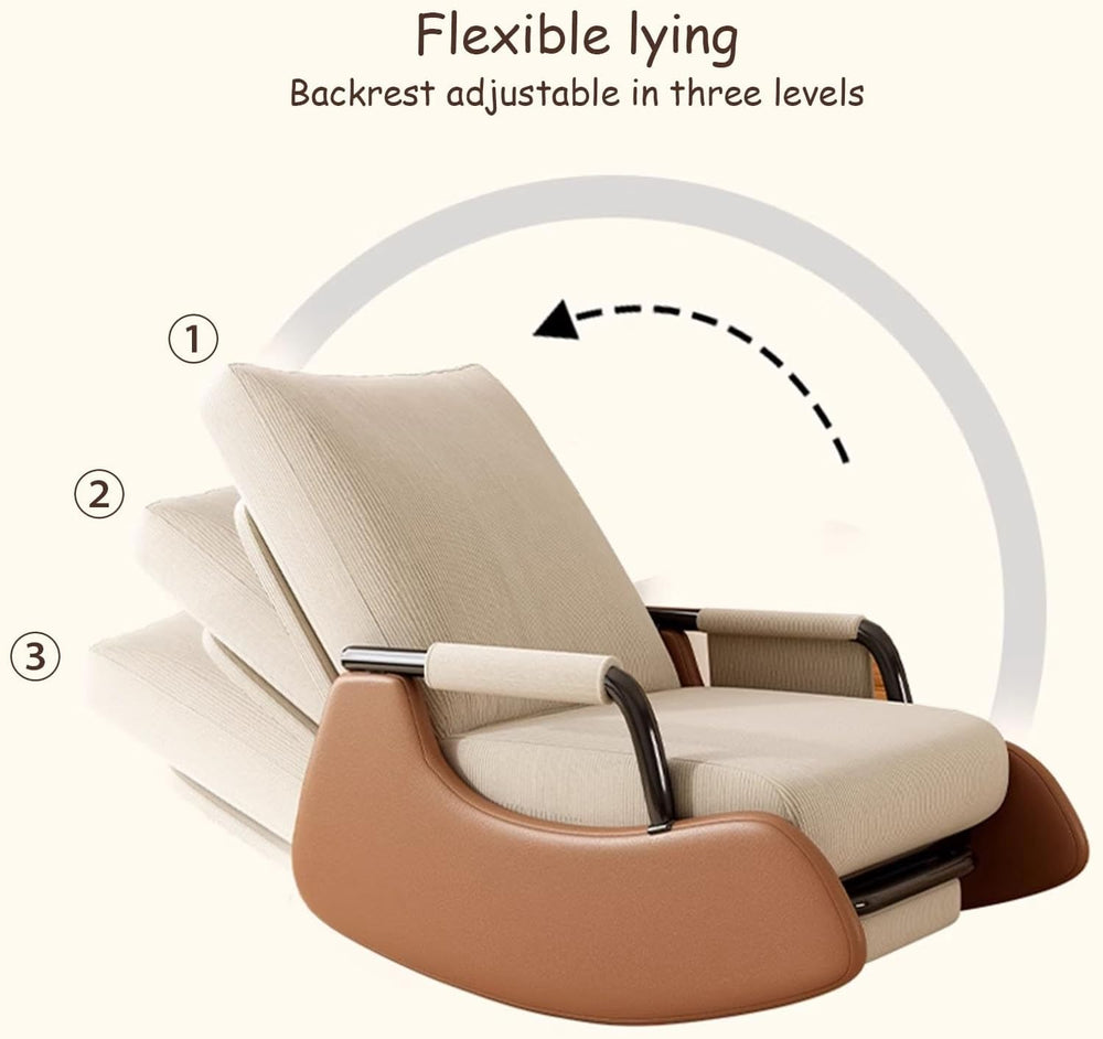 Rocking Chair with Side Bags, Adjustable Backrest Recliner Armchairs, Wide Ac...