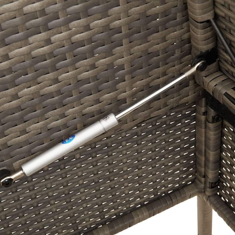Gray Patio Bench with Storage, PE Rattan Outdoor Storage Bench with Cushions ...