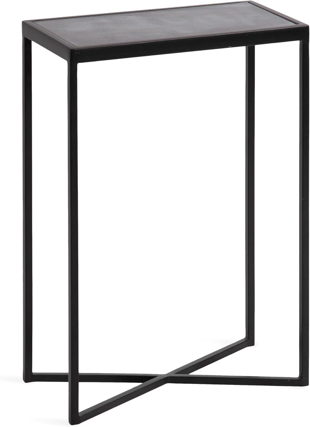 Kate and Laurel Jaspur Modern Slim Side Table, 16 x 8 x 24, Black Marble and ...