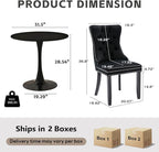 3-Pieces 31.5" Round Dining Table Set for 2, Black Dining Table & Velvet Upholstered Dining Chairs Set of 2 for Kitchen Dining Room Apartment Small Space(Black Chairs)