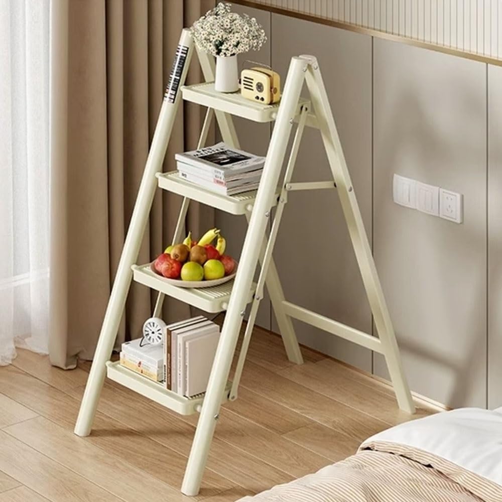 Trapezoidal Ladder Shelf - 3-Tier Wrought Iron Folding Display Rack for Balcony, Living Room, or Storage - Stylish Flower Plant Stand & Bookshelf