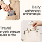 Mini Travel Jewelry Bag,Mini Jewelry Pouch,Protable travel Jewelry Storage Organizer Case,Small Jewelry Storage Roll with Buckle for Earrings,Rings,Necklaces (Off-white, 1Pcs)