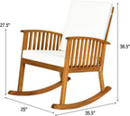 Tangkula 2 PCS Outdoor Acacia Wood Rocking Chair, Wooden Rocker w/Detachable Washable Cushions, Rocker for Porch Garden Patio Balcony Pool Indoor (2, Teak)