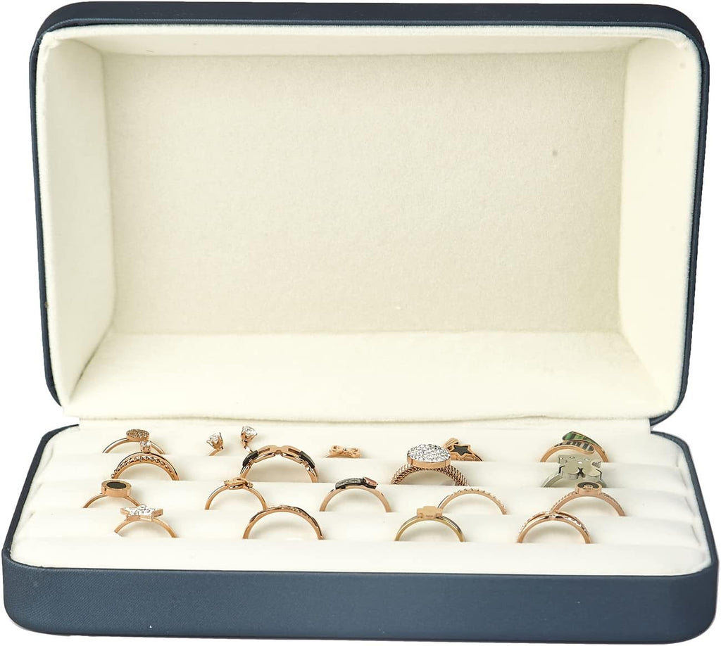 Jewelry Ring organizer Box, Portable Small Storage Display Case, Fashion Ring Tray Holder Showcase，Fits for Travel or Home Organizers (blue)