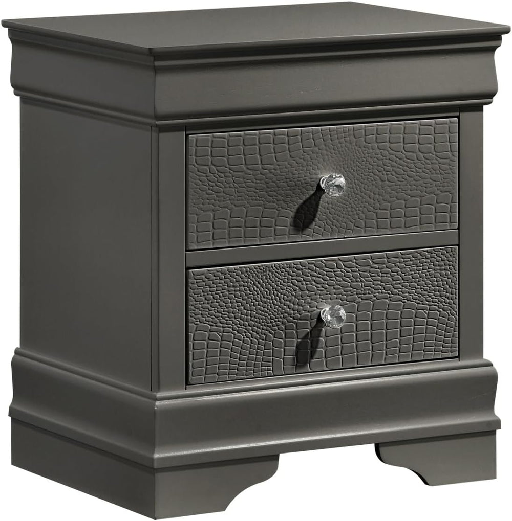 Modern Style 2-Drawer Night Stand Made with Wood in Metallic,for Small Spaces