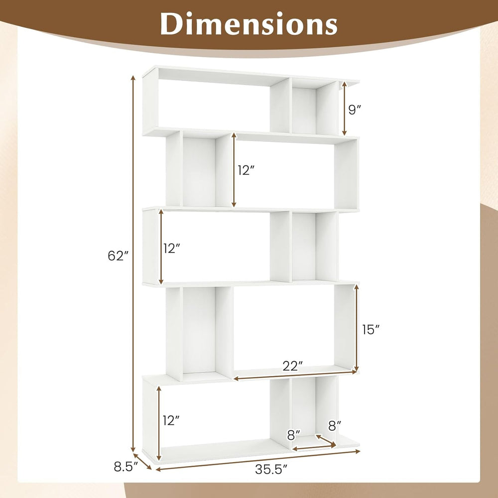 Giantex 5-Tier Bookshelf, 10-Cube White Geometric Bookcase with 5 Closed-Back...