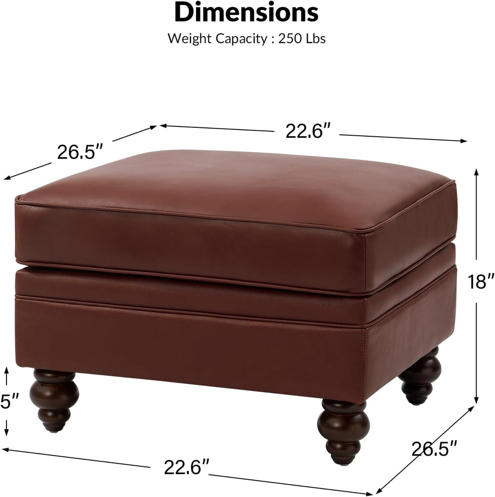 HULALA HOME Genuine Leather Ottoman Coffee Table, Ottoman Foot Rest for Livin...
