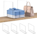 OKPOW Shelf Dividers Closet Organizer - 12" Tall X 11.8" Deep Acrylic Clear Sturdy Separate for Clothes Purse - Adjustable Space Saver Easy Install for Home Organization Enthusiasts 4 Pack