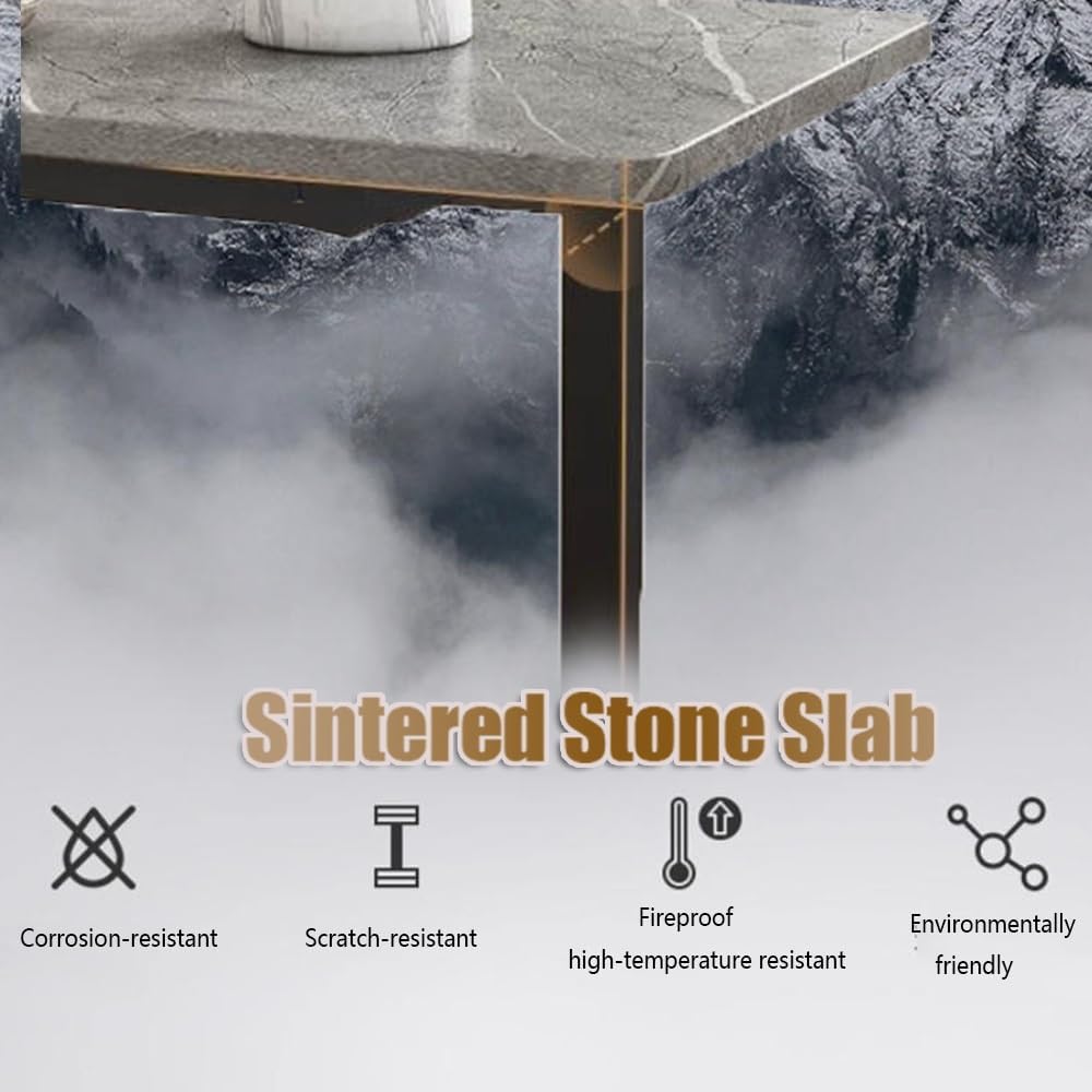 Sintered Stone End Tables C Shaped Couch Table Narrow Snack Table Living Room...
