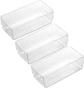 LotFancy Clear Drawer Organizers, 6'' x 3'' x 2'', Set of 3, Drawer Organizer Trays for Desk, Plastic Storage Bins for Bathroom, Makeup, Utensils, Stackable