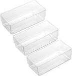 LotFancy Clear Drawer Organizers, 6'' x 3'' x 2'', Set of 3, Drawer Organizer Trays for Desk, Plastic Storage Bins for Bathroom, Makeup, Utensils, Stackable