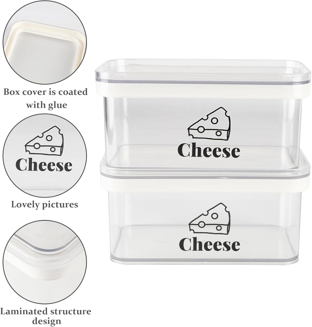 Cheese Container for Refrigerator 2 Pack,Shredded Cheese Storage Container With Lid,Bpa-Free Deli Meat Storage Containers,Cream Cheeses,Fridge Organizers and Storage for Slice Cheeses Holder