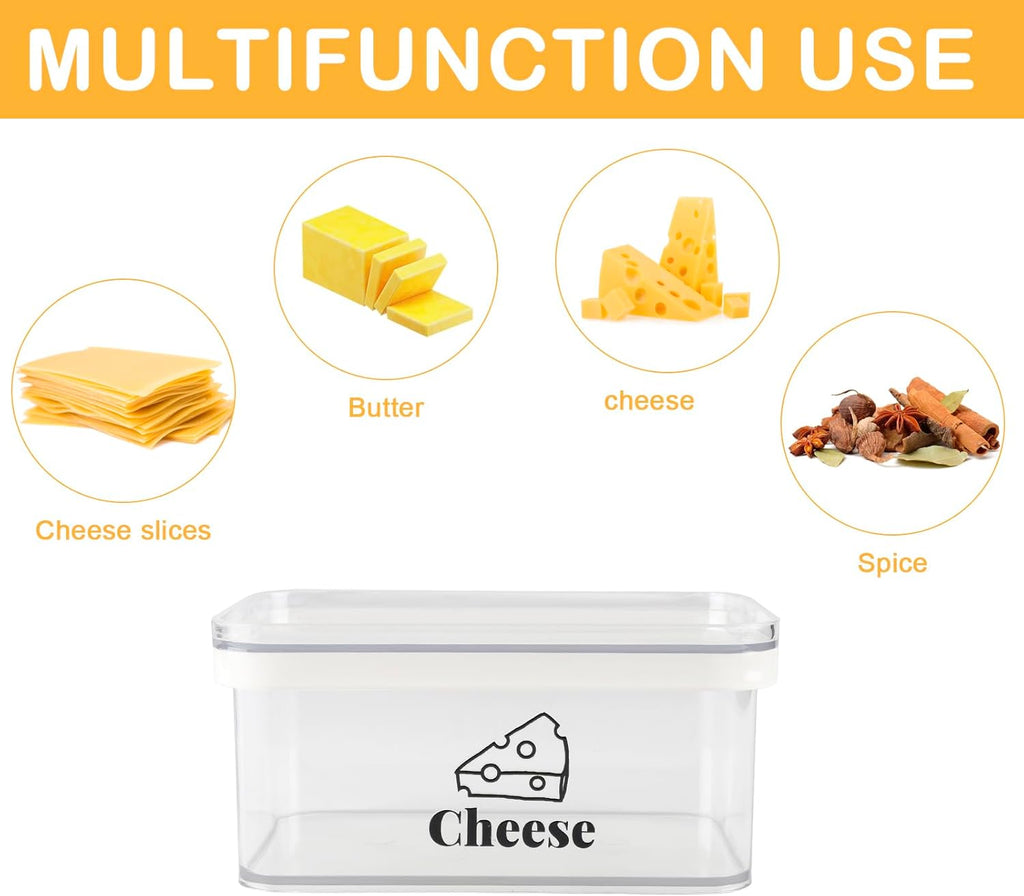 Cheese Container for Refrigerator Airtight Creamer Container with Lid Cream Cheese Sliced Cheeses Box Meat and Cheeses Saver for Fridge Keeper Cream Block Shredded Sliced Storage Box Holder