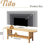 Tiita TV Stand with Storage for TVs up to 65'', Bamboo TV Console Entertainment Center with 2 Open Shelf, Mid Century Modern Media Console for Living Room, Bedroom, Wood