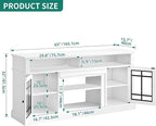 YITAHOME White TV Stand for 75 Inch TV, LED Modern Entertainment Center with Adjustable Shelves and Glass Doors, 32'' Tall Television Stands TV Media Console Table for Living Room, White