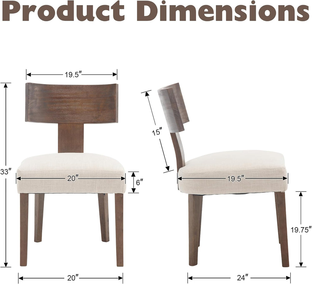 Farmhouse Dining Chairs Set of 4, Upholstered Dark Brown Solid Wooden Chairs ...