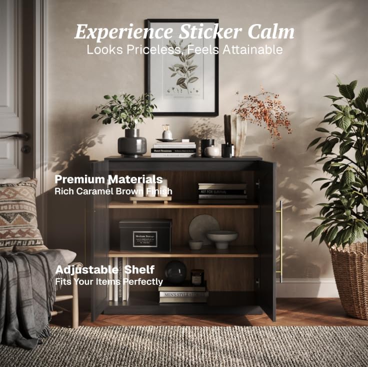 BELLEZE Jagger 3-Piece Modular Sideboard Buffet Cabinet - Ebony