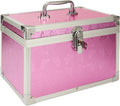 12 x 7 x 7.5 Inch Medication Lock Box with Key, Locking Box with Portable Storage Case, Security Lock Boxes Medicine Storage Box for Cash, Medicine, Documents and Valuables - Pink