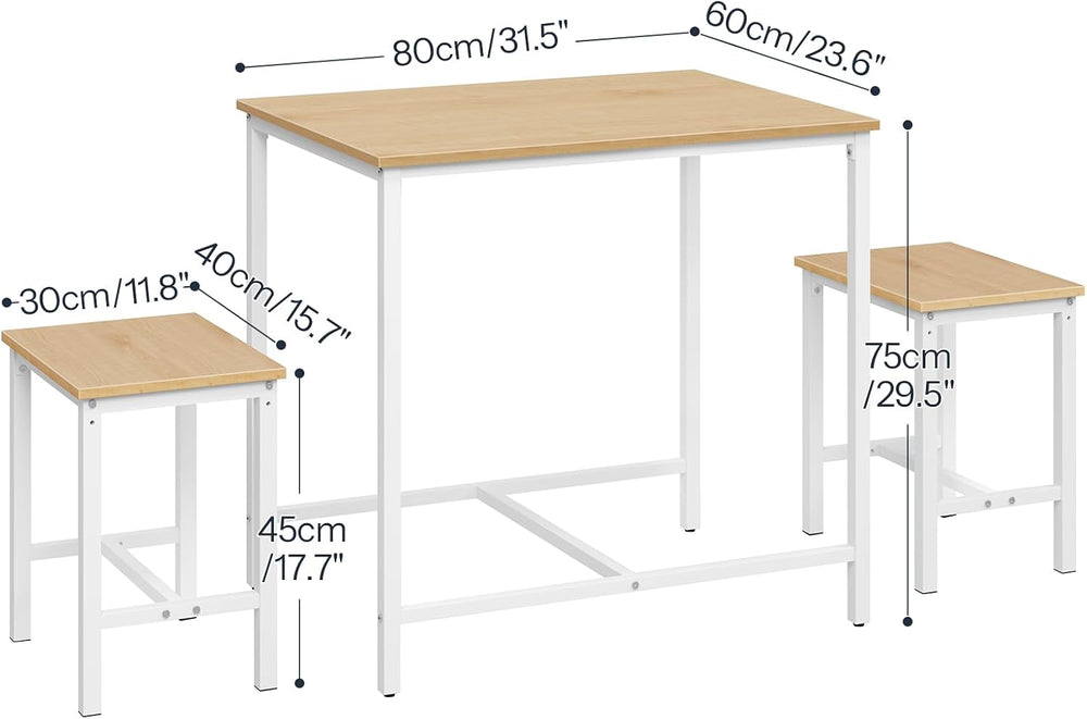 HOOBRO 3-Piece Industrial Dining Table Set, Kitchen Table, Space Saving Dinet...