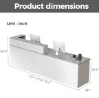 L Shape Reception Desk with Counter, Lockable Drawer, Keyboard Tray, and Double-Layer Storage for Salon, Office, or Clinic (White+Gray/Right, 71" L*24" W*39" H)