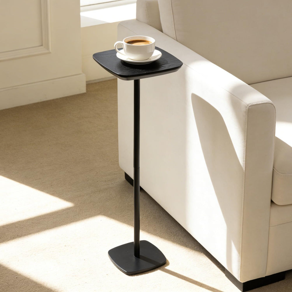 Pedestal Side Table, Small Drink Tables Pedestal Stand, Black Square Mini End...