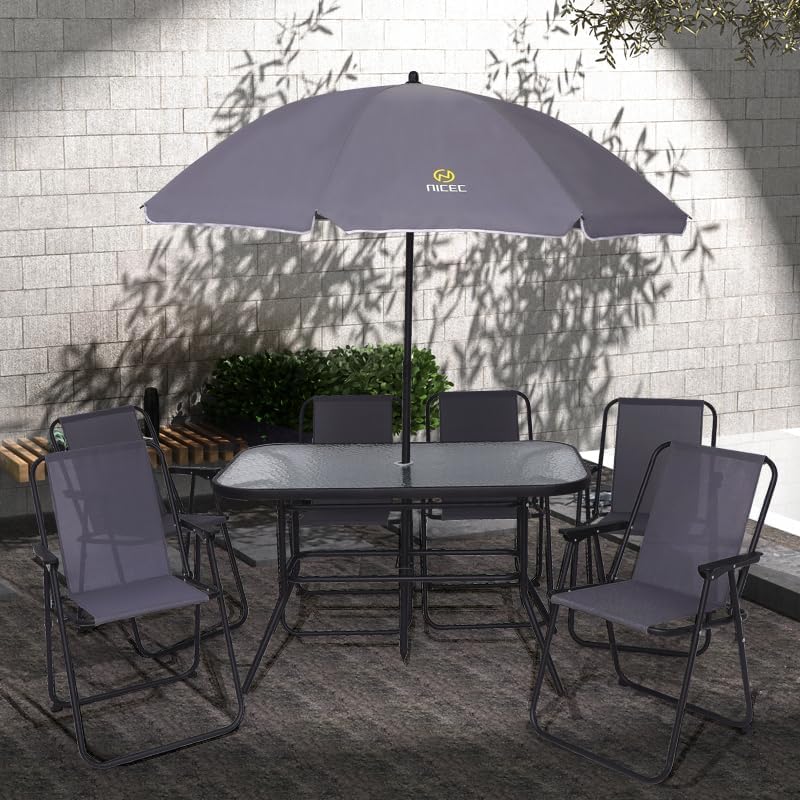 Nice C 8 Piece Patio Dining Set, Outdoor Furniture Set (Grey)