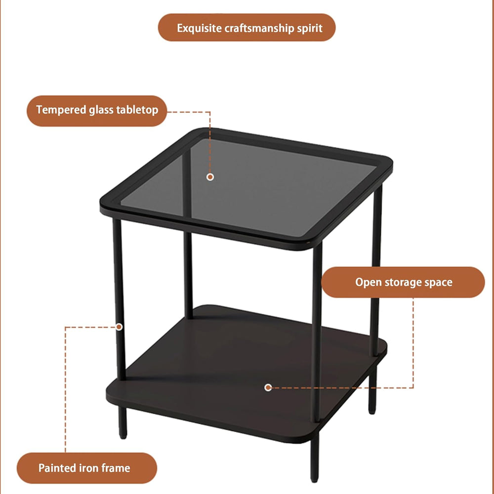 EASYSOUL Small Square Glass Coffee Tables for Living Room, 15.75 x 15.75 x 20...