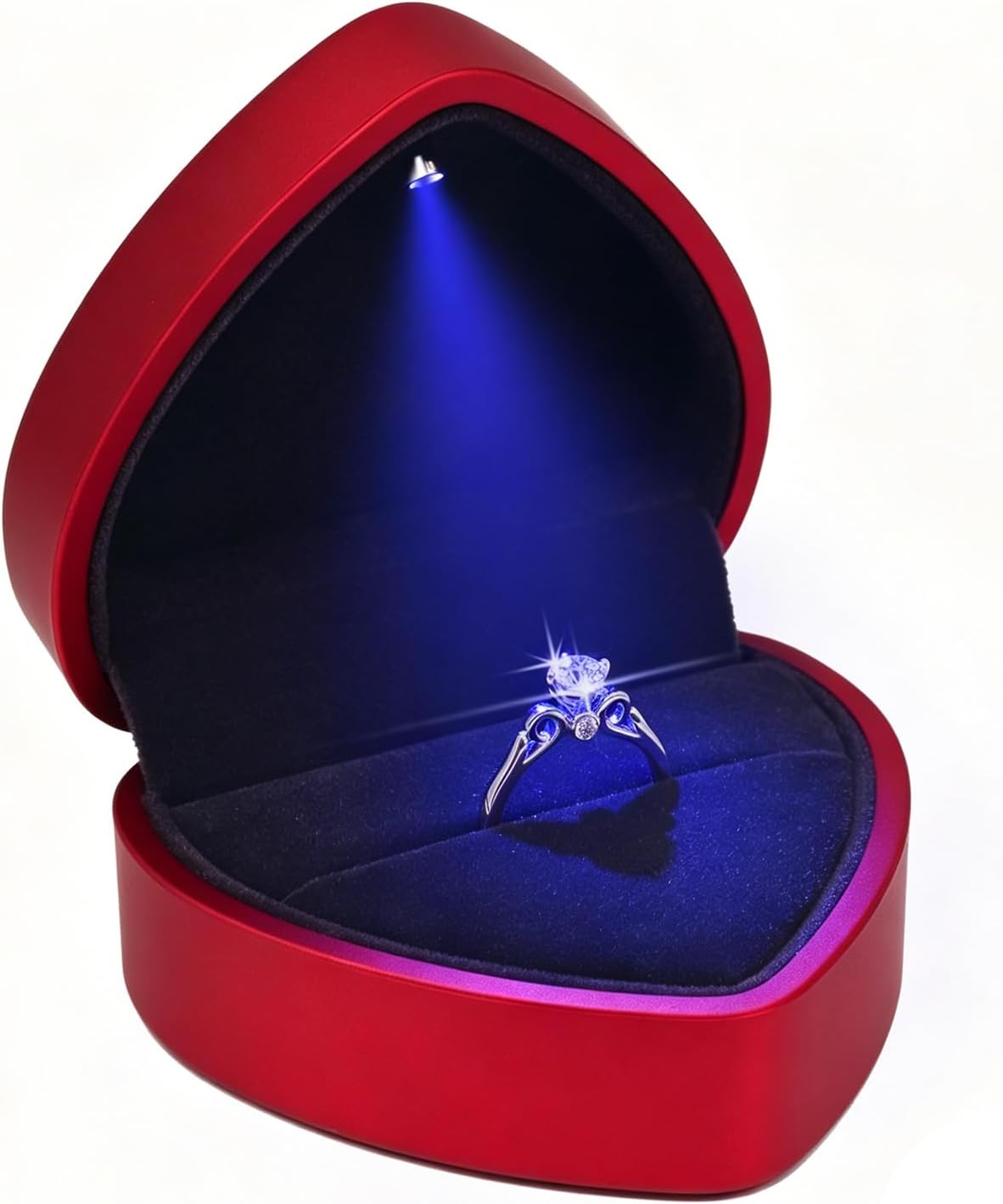LED Lighted Ring Box, Heart Shaped Red Engagement Ring Case | Perfect for Wedding, Proposal, Anniversary, Ceremony, and Gift Giving, Light Up Every Sparkle, Protect The Jewelry
