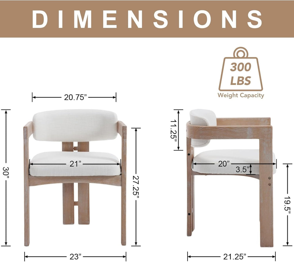 chairus Modern Barrel Dining Chairs Set of 4, Linen Upholstered Dining Room C...